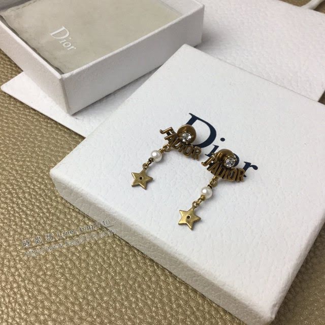 Dior飾品 迪奧經典熱銷款jadior字母星星珍珠長款耳環耳釘  zgd1489